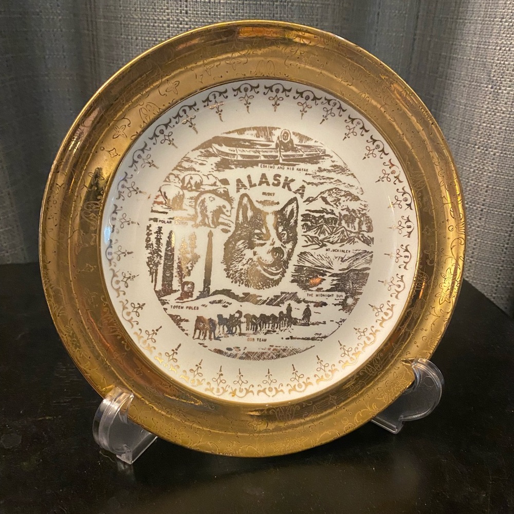 Vintage Alaska Collector Plate Alaskan Husky By Crest O Gold